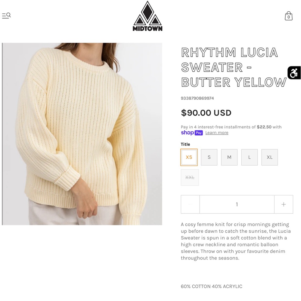 Rhythm Lucia Sweater NWOT
